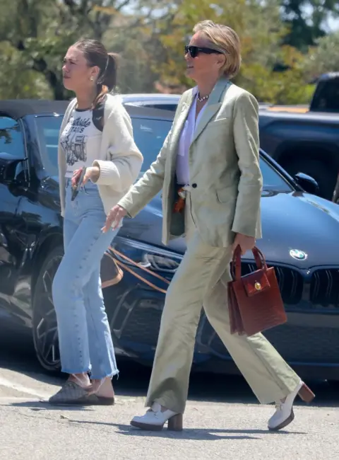 Sharon Stone Stuns in Fashionable Ensemble for Beverly Hills Shopping Spree 06-02-25